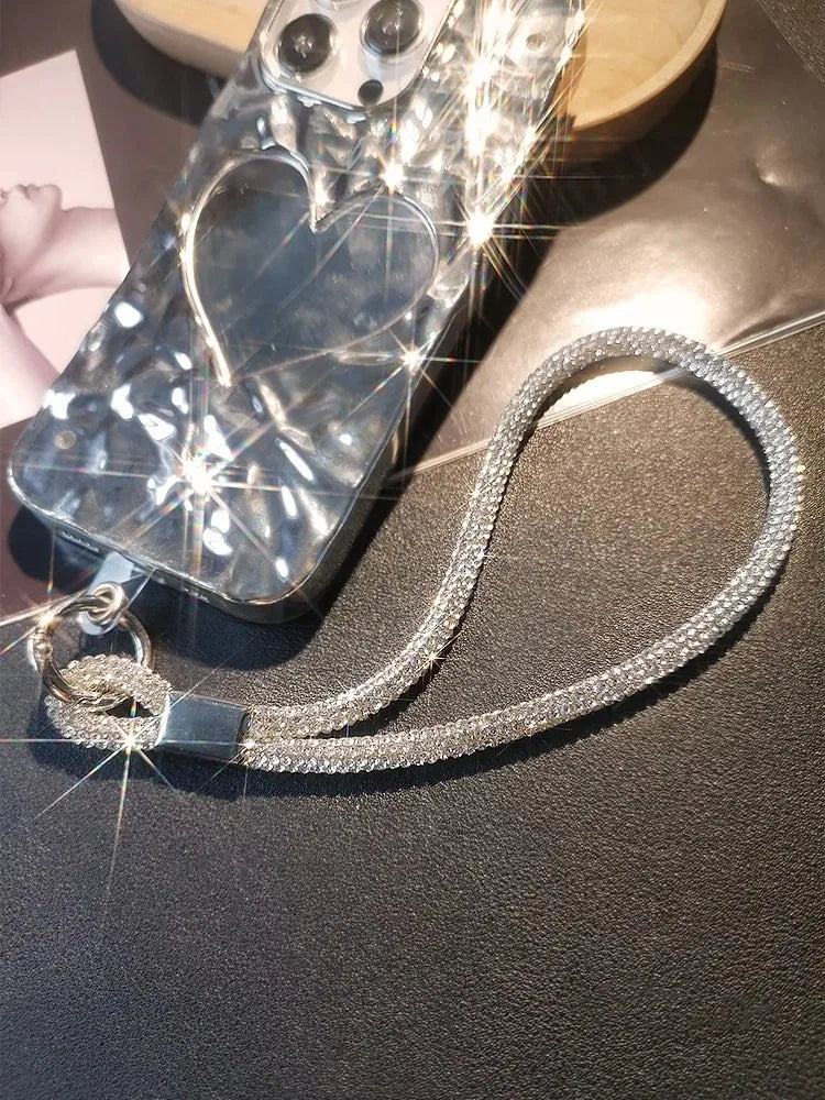 INS Glitter Phone Lanyard Phone Crystal Wrist Straps Keychain Anti-lost Rope Universal Bling Hanging Cord