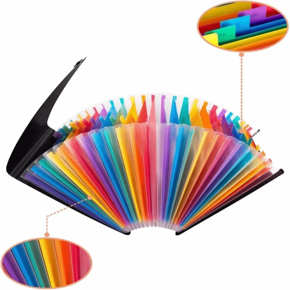 Portable 13/25 Pockets Expanding File Box A4 Expanding Capacity Accordion File Folder Document Organizer Office