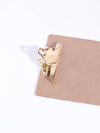Wood Color Folder with Golden Metal Clip Different Sizes Portable Stylish Notes Ticket Holder Office School Stationery Supplies