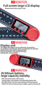 200mm 8'' Digital Angle Finder Ruler Protractor Inclinometer  Electron Goniometer  Angle Length Measuring Tool