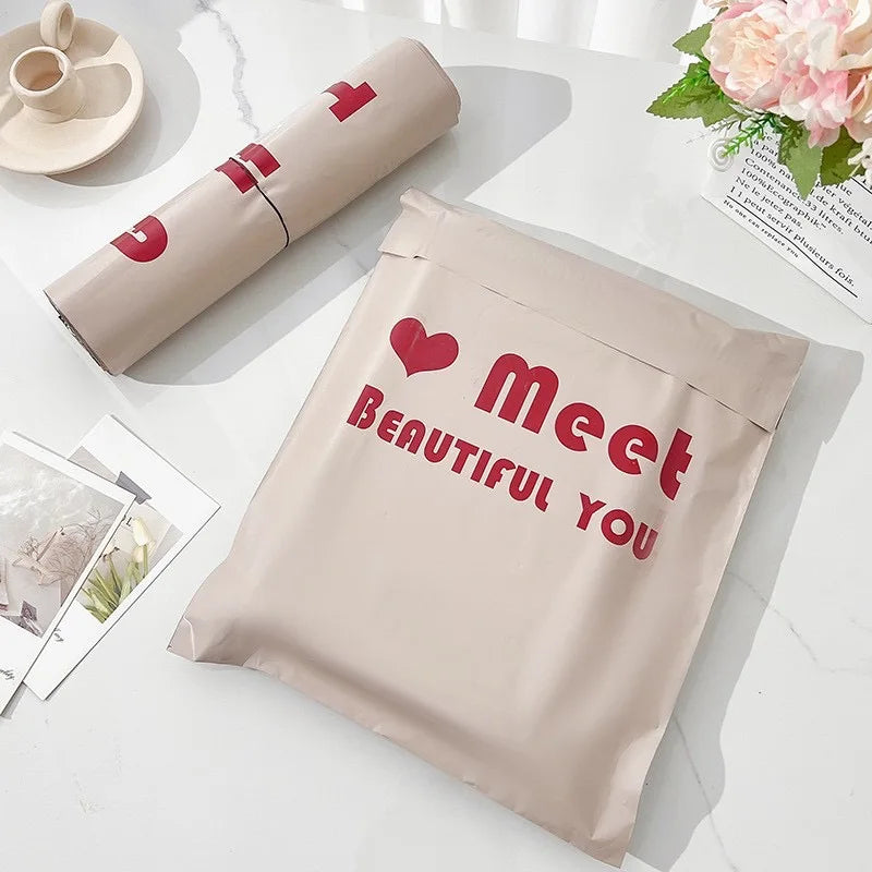 20pcs Red English Printing Express Shipping Gift Bag for Store Waterproof Clothing Parcel Packaging Bags Envelope Courier Pouch