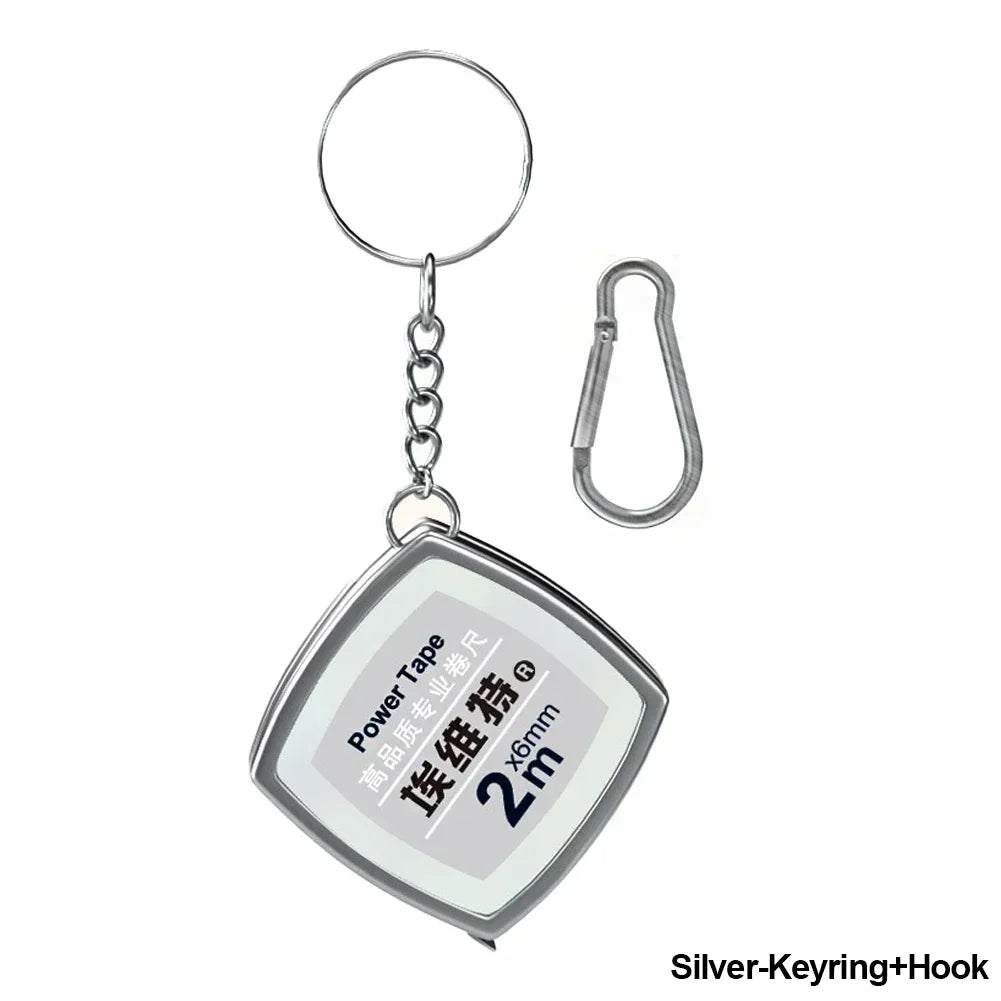 Key Ring Tape Measure Keychain Gauging Tools Retractable Ruler Pull Ruler Measuring Tools Stainless Steel Portable