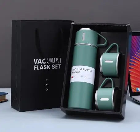 One Cup Three Lid Thermos Cup Set 304 Stainless Steel Handle Lid Gift Cup Men's And Women's Portable Gift Box Set
