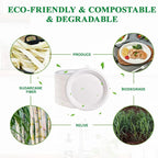 50 Pack Premium  Compostable Plates, Sugarcane Fiber Material Heavy Duty Disposable Tableware for Home Outdoor Use Eco Conscious