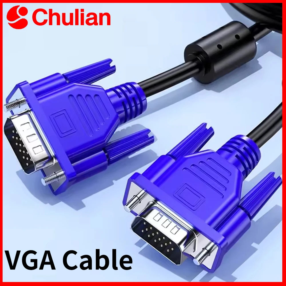 VGA 3 5 Cable Male To Male High Definition Computer Projector Monitor Video Data Cable With Magnetic Ring