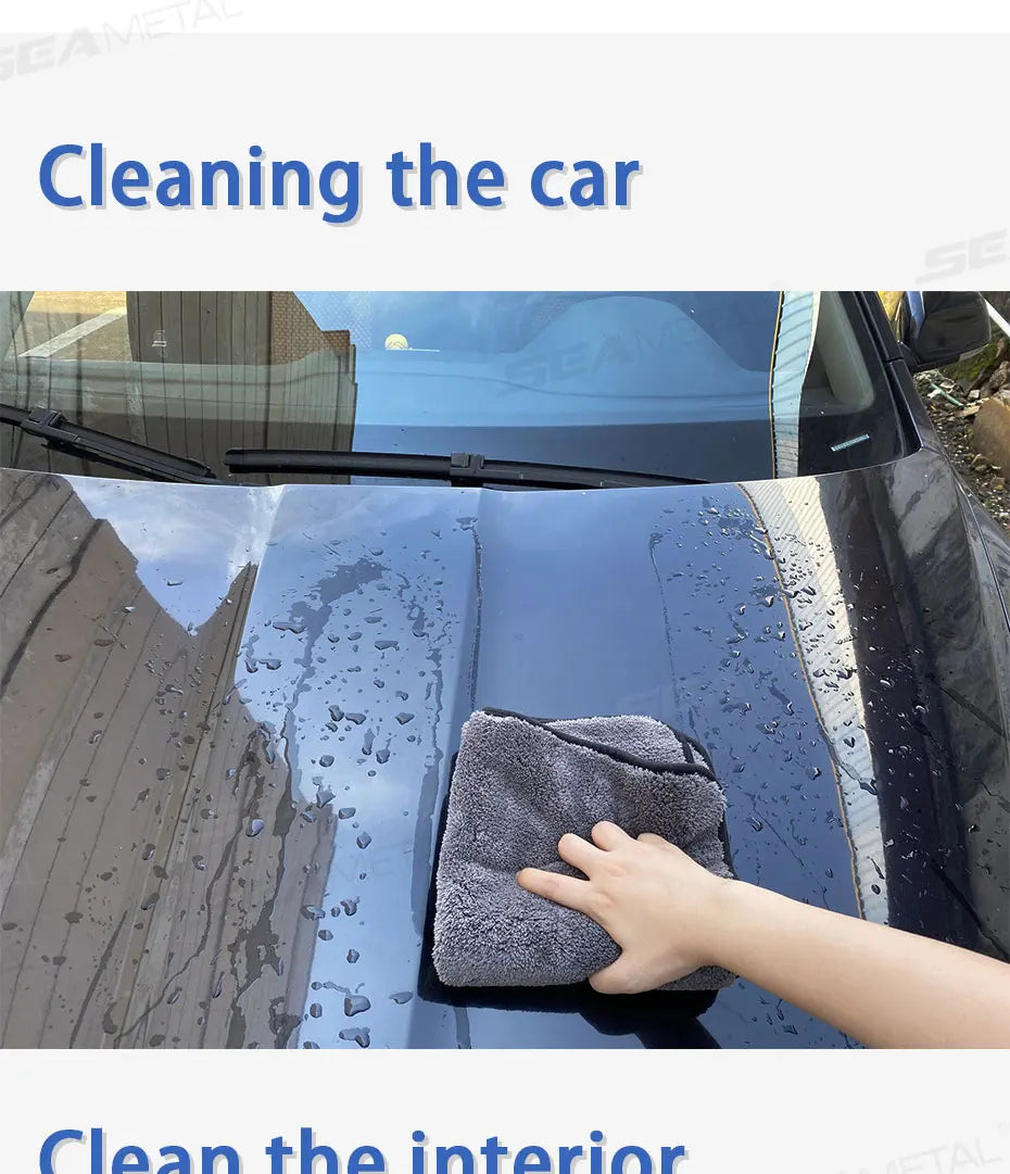 SEAMETAL Thicken Car Cleaning Towel 1200GSM Super-Absorption Microfiber Washing Towel Ultra-Soft Scratch-Free Car Drying Cloth