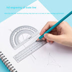 Deli 4Pcs Student Stationery Set Triangle Ruler Straight Ruler Grid Ruler Angle Measuring Tool Aluminum Alloy Material