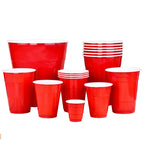 50PCS 3 Sizes Plastic Party Red Cups for Drinks, Soda Punch Barbecue Cola or Water Disposable Cup of Birthday Wedding Party