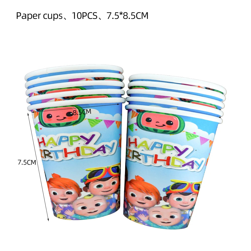 Cartoon Family Theme Birthday Party Decoration Disposable Set Tableware Plate Napkins Tablecloth For Kid Shower Supplies Puzzle