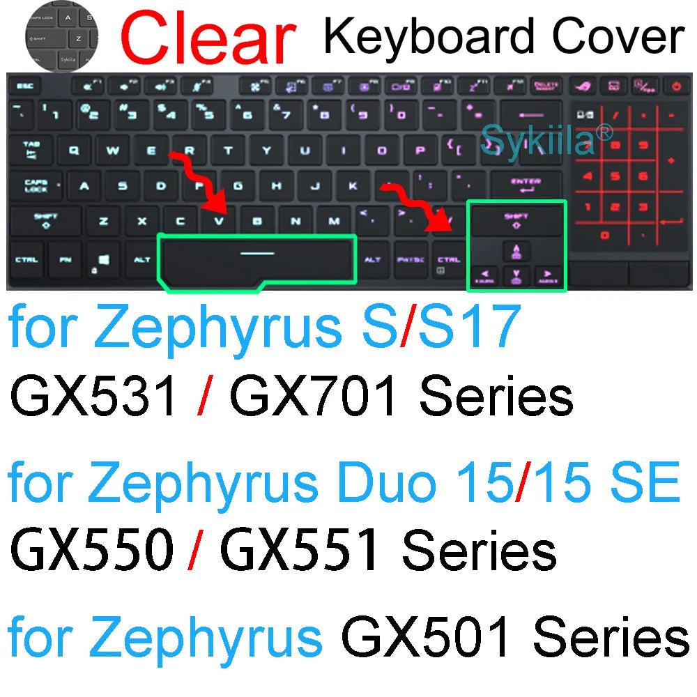 Keyboard Cover for ROG Zephyrus G14 G15 G16 M15 M16 S15 S17 G M S Duo GU605 GA605 GA503 GA403 Silicone Protector Skin Case