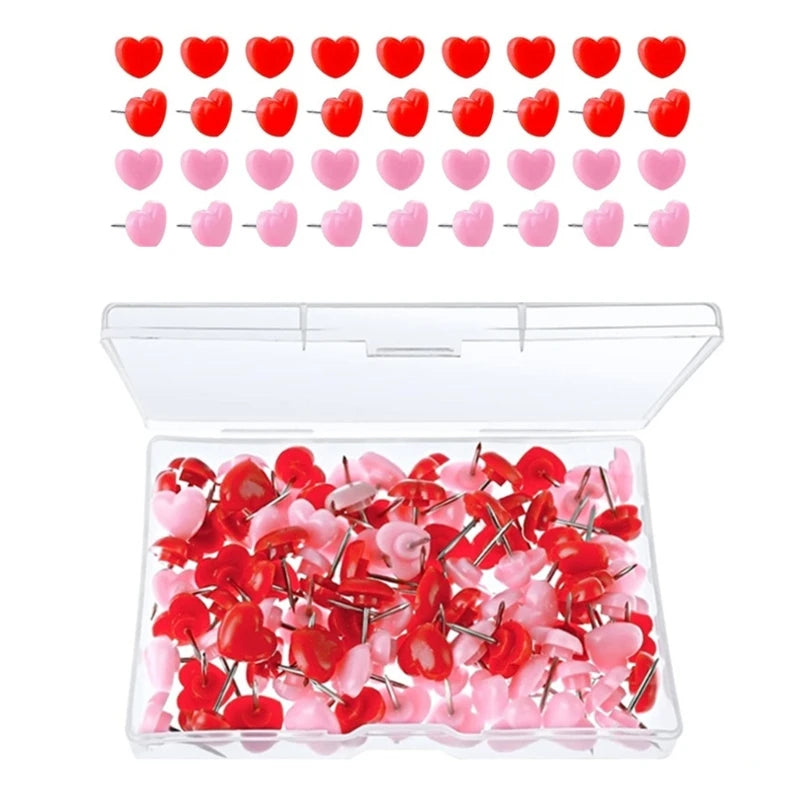100 Pcs Decorative Pushpins Heart Push Pins Map Tacks Map Pins School Supplies