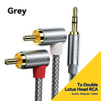 Essager 90 ° Angle RCA Audio Stereo Cable Jack 3.5mm to 2RCA Cable Splitter Male Adapter For Amplifiers Audio Home Theater Wire
