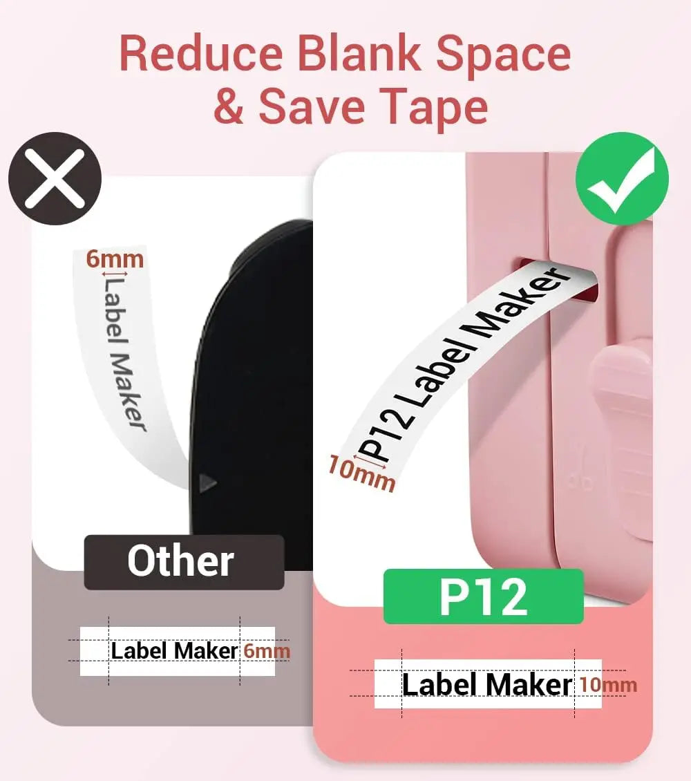 Phomemo P12 Label Maker with Tape Mini Label Printer Machine for Stain Ribbon Portable Bluetooth Label Printer Best Gift