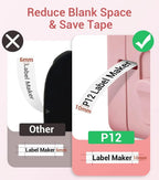 Phomemo P12 Label Maker with Tape Mini Label Printer Machine for Stain Ribbon Portable Bluetooth Label Printer Best Gift