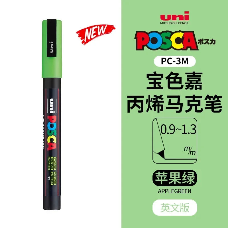 uni POSCA POP Water-Based Marker,Assorted Colors PC-1M/3M/5M 0.7~2.5mm Tips Professional Acrylic Paint Pen for Artists&Designers