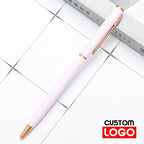 New Metal Ballpoint Pen Rose Gold Pen Custom Logo Advertising Ballpoint Pen  Lettering Engraved Name School&office Supplies