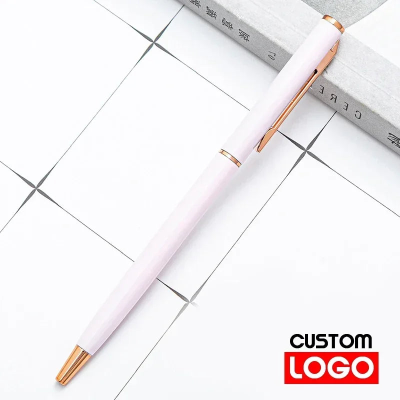 New Metal Ballpoint Pen Rose Gold Pen Custom Logo Advertising Ballpoint Pen  Lettering Engraved Name School&office Supplies