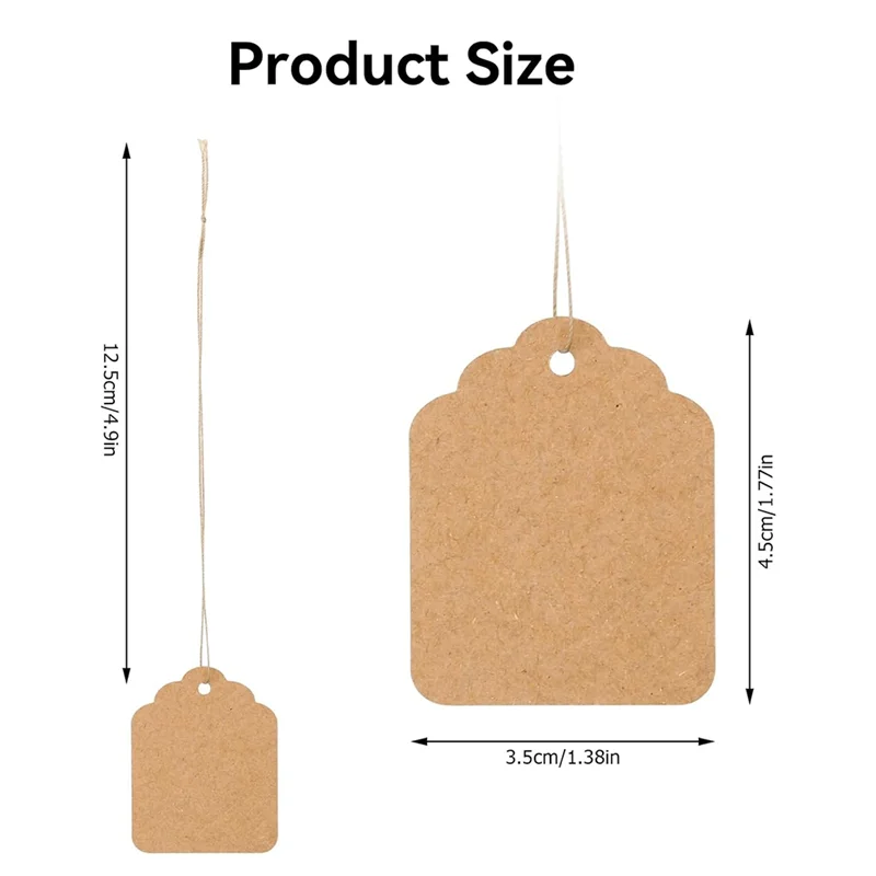 ABKJ-500Pcs Price Tags With String Attached Brown Kraft Paper Gift Bags Tags Marking Strung Tag, Easy To Use 1.4 Inch X 1.8 Inch