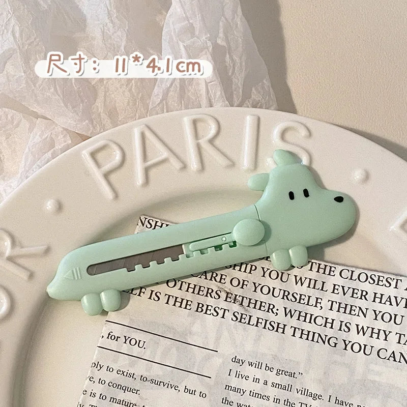 1Pcs Cartoon Cute Dog DIY Mini Multipurpose Pocket Folding Knife Letter Pen Envelope Opening Knife