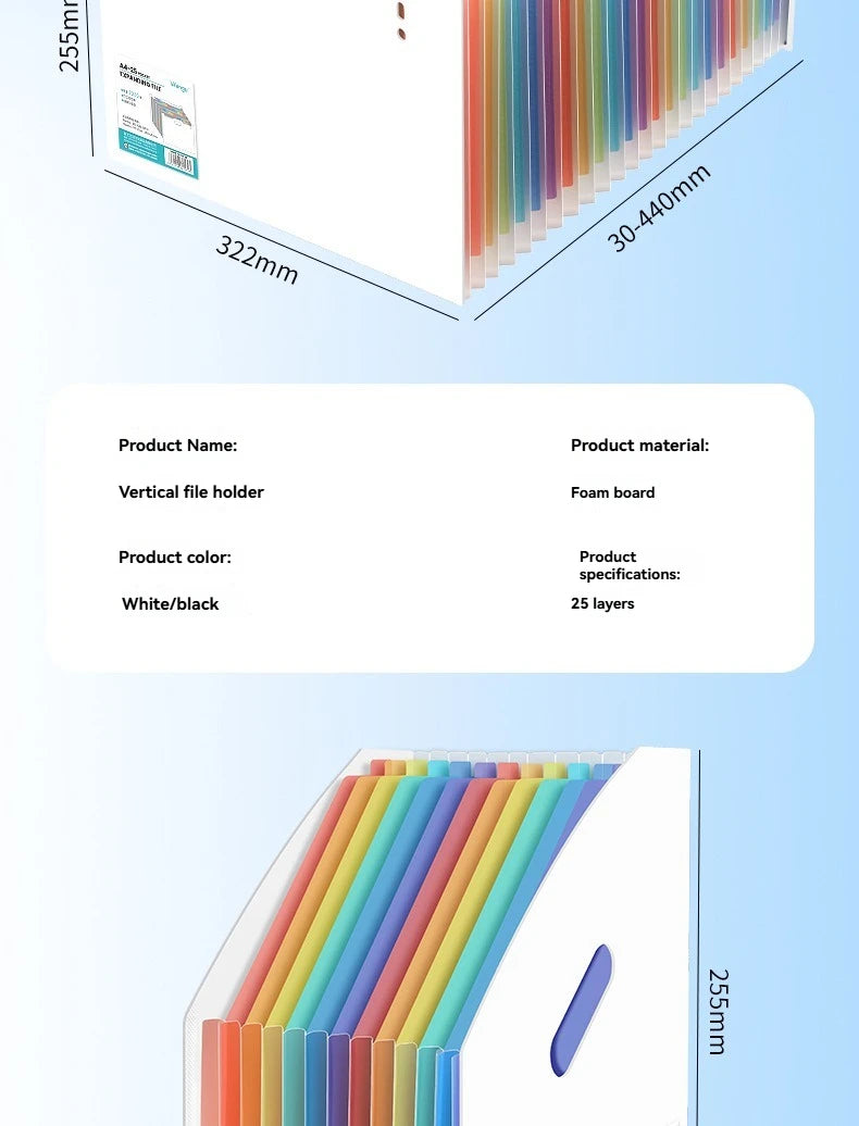 1PC Large Capacity Student Multi Layer Exam Paper Storage Bag, Vertical Scalable Classified Folder