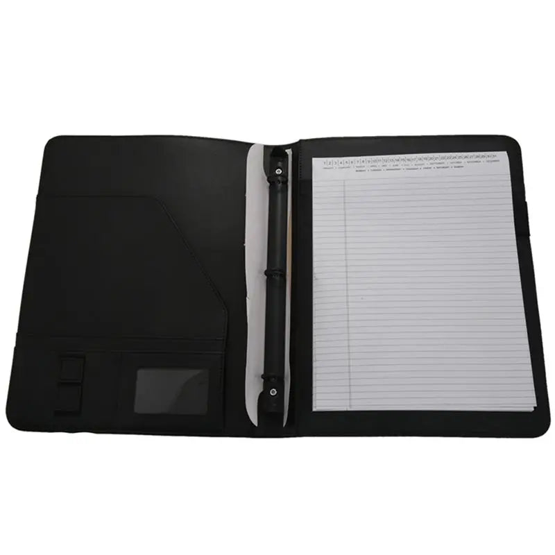 VO-A4 Vegetarian Leather 3 Ring Portfolio Binder Business Binder Padfolio With Notebook Pad Interview & Business