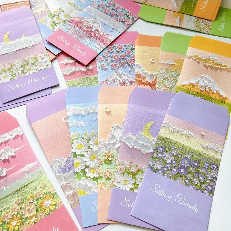 100Pcs Colorful Printing daily romance life envelope pink daisy Office Paper Envelopes Oil painting School Supplies 175*88mm