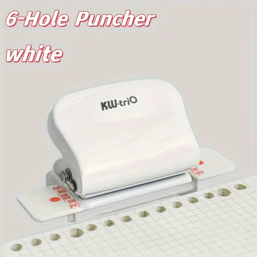 1pc 6-Hole Punch, Loose-Leaf Book DIY Binding Supplies, Notebook Journal Binding Office Paper Cutter-Office
