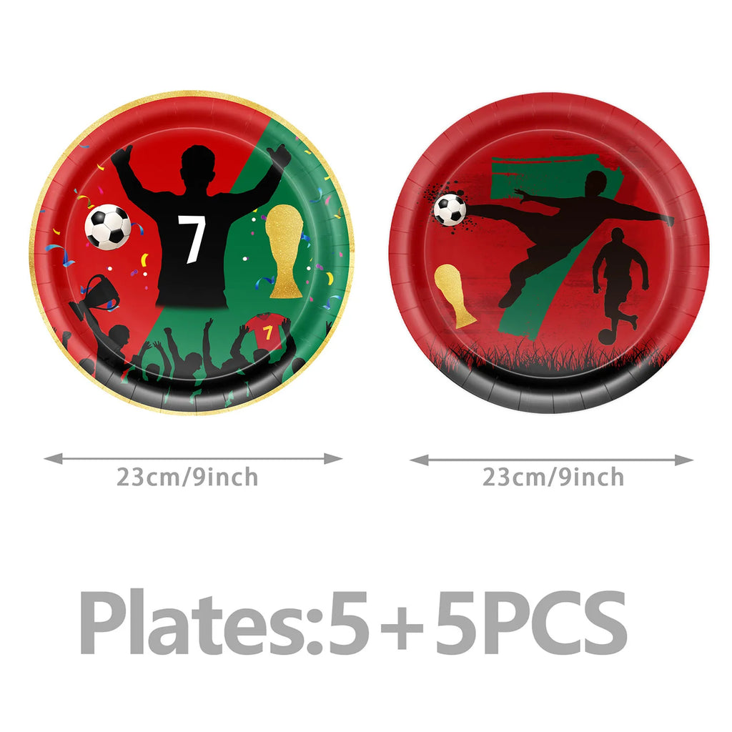 Football Player Theme Party Decoration Soccer Cr&7 Superstar Party Supplies Plate Cup Balloon Banner Paper Backdrop Party Gift