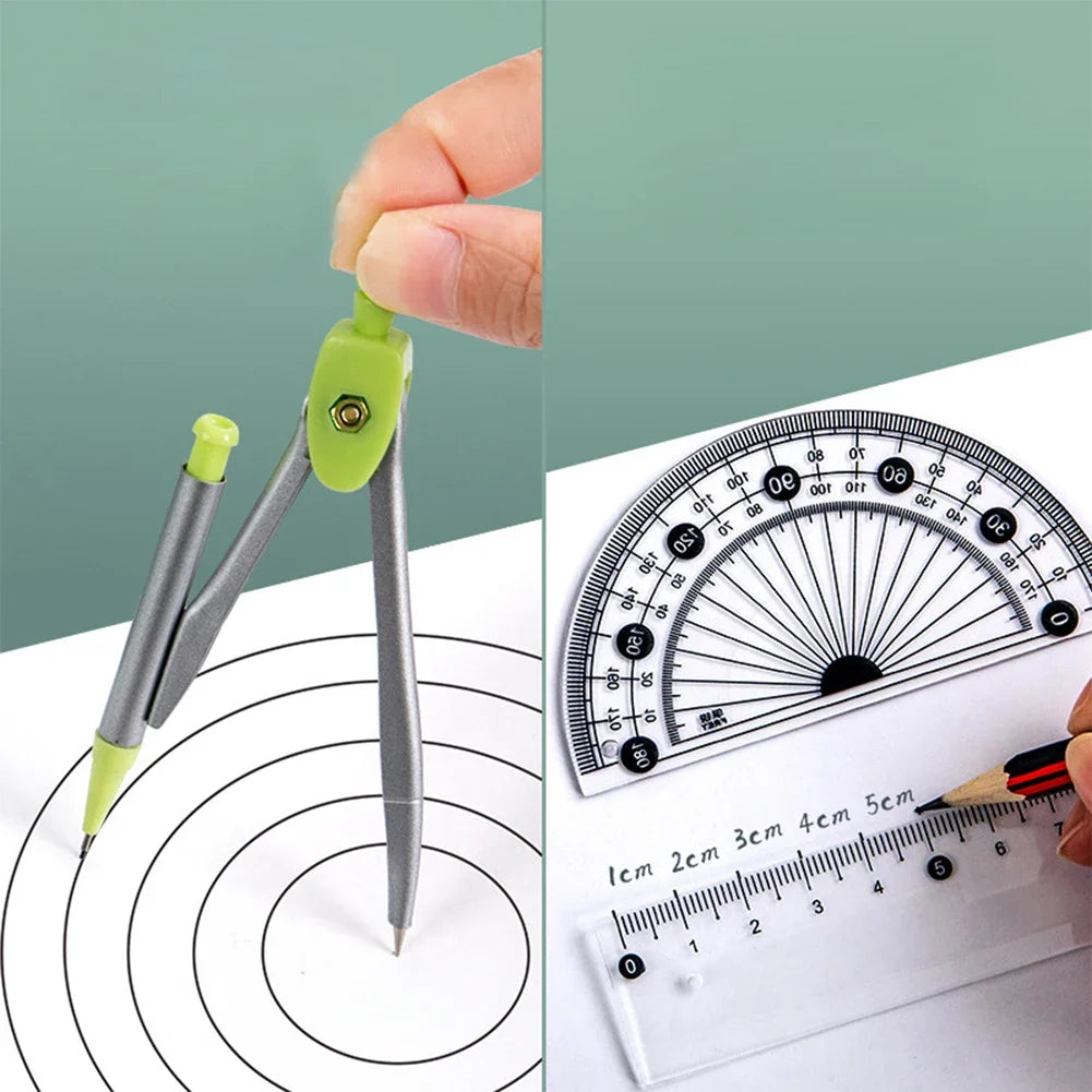 Compass Set Ruler Measurement Set Learning Professional Multifunctional Drawing Tool Set Ruler and Ruler Eight-pcs Set