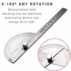 10/15cmStainless Steel Protractor Woodworking Angle Ruler 0-180° Angle Measuring Tool for Woodworking/Industry 1pc