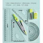 New 7Pcs/Set Professional Back to School Mathematical Rulers Set Compass Ruler Multi-function Drawing Tools Students Stationery