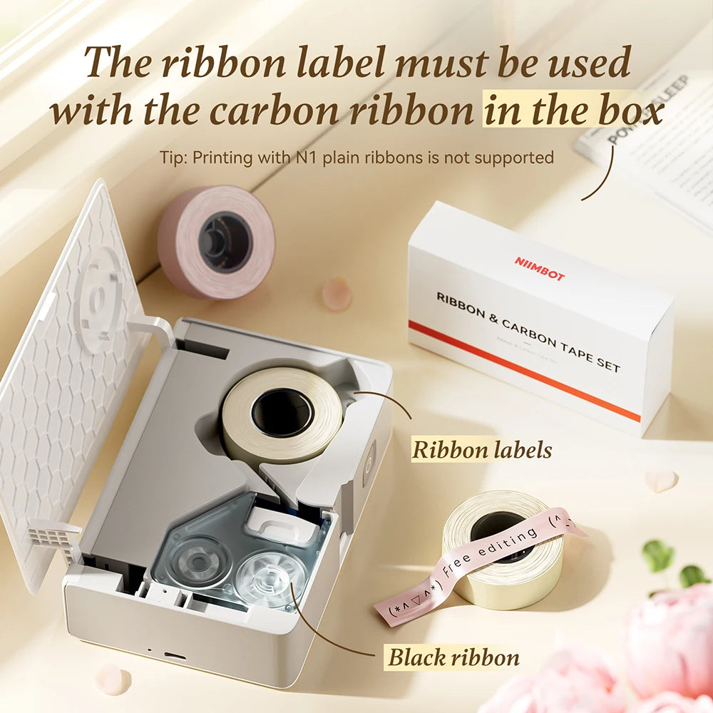 Niimbot N1/B18 Thermal Transfer Label Sticker Printer Mini Label Maker With Ribbon PET Papers For Jewelry Store Cable Cosmetics