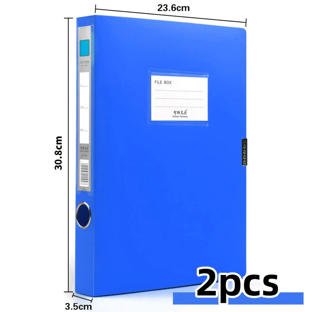 2pcs A4 Colorful File Boxes, Foldable Folder Organizers, Large Capacity for Financial Vouchers with Side Labels, Office Supplies