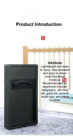 Multi-functional Inkstone Holding and Grinding Ink Anti-drop Portable Easy Clean Both Sides Usable Stationery for Students