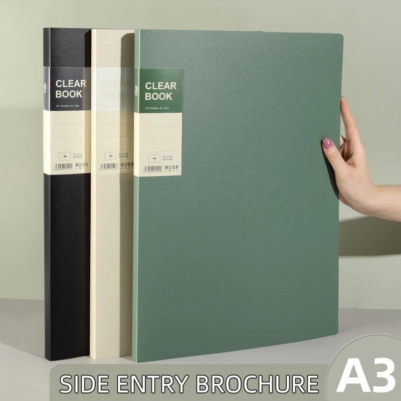 A3 Side-Loading Portfolio 8K Album for Children's Certificates, Artwork, Drawing Paper, and Poster Collection Folder