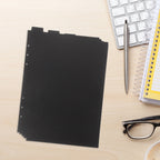 5Pcs A5 Black Page Dividers with Tabs for 6 Ring Binder Sturdy Plastic Index Dividers Binder Organizer for Planner Notebook File