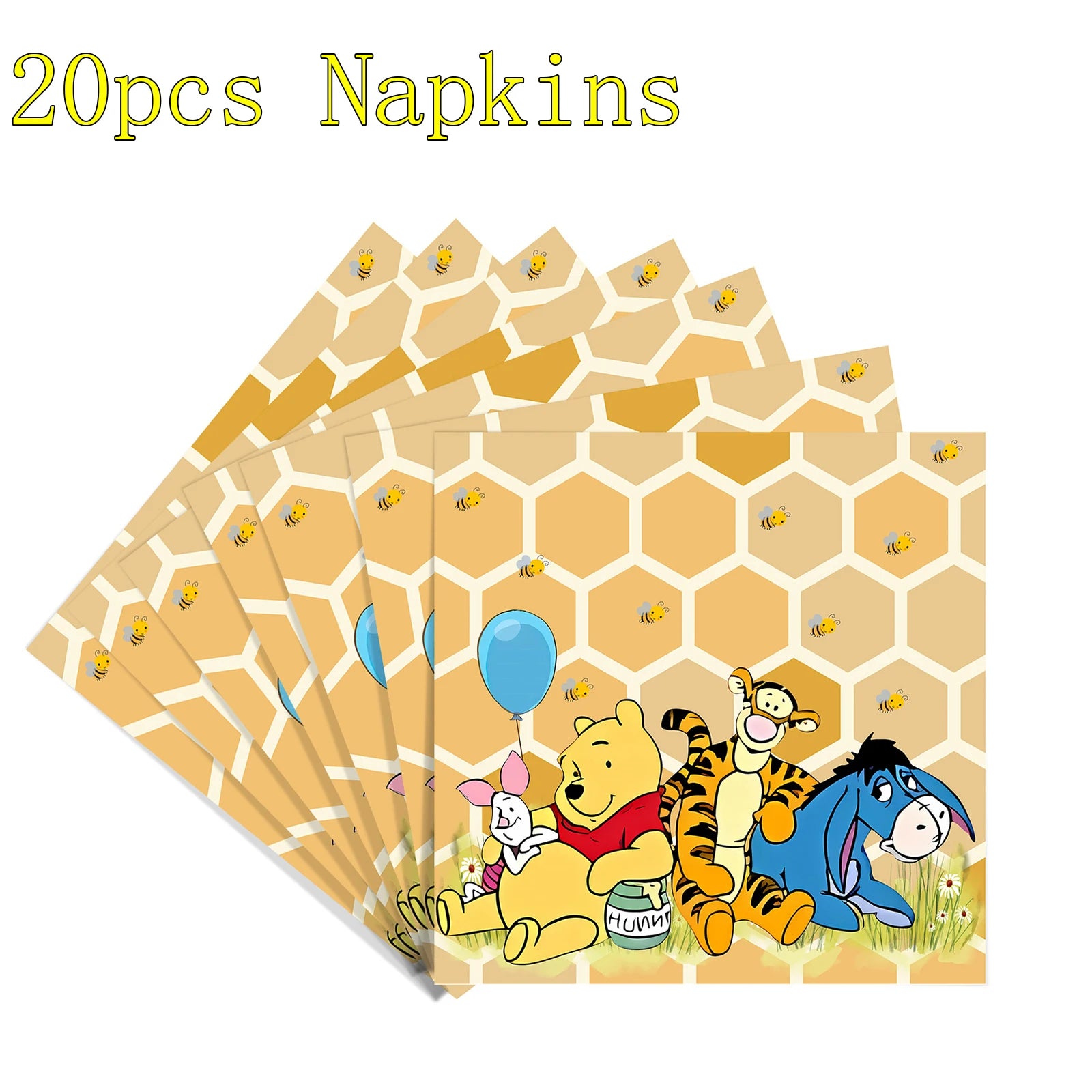 Winnie The Pooh Birthday Party Decoration Plates Napkins Table Cover Balloons Banner Baby Shower Serves 10 Guests Baby Shower