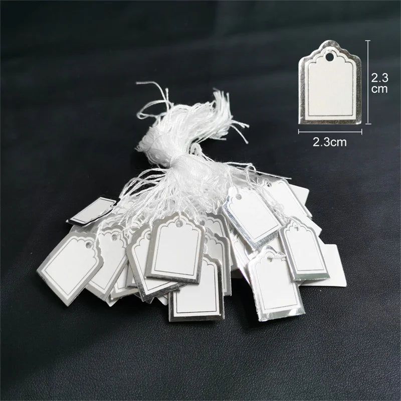 100pcs/lot Jewelry Price Tags Handwritten Labels with String Gold/Silver Color Paper for Accessories And Wares