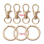 10/20Pcs Swivel Clasps Set Lanyard Snap Hooks with Key Chain Rings Keychain Clip Hooks for DIY Necklace Bracelet Chain Supplies