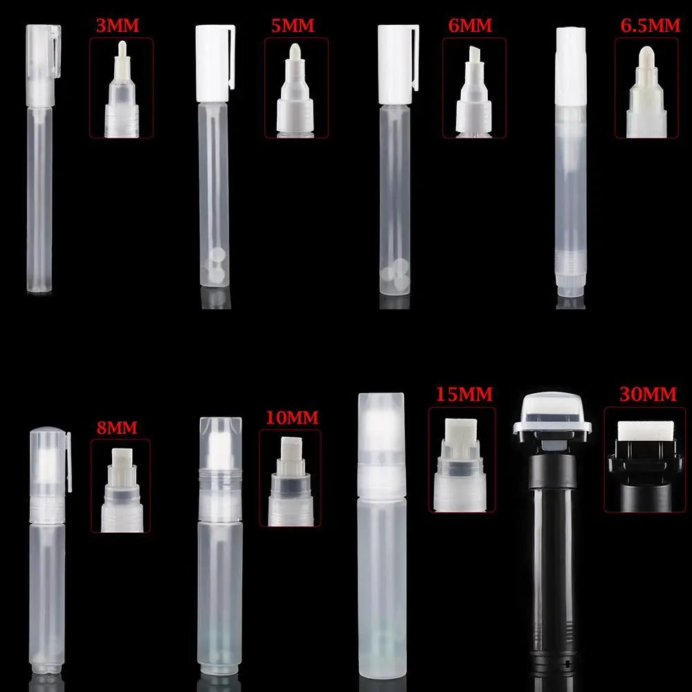 Refillable ink Plastic Repeatable Use Transparent Paint Pen Accessories Empty Rod Graffiti Pens Liquid Chalk Marker