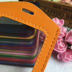 Pu Leather Card Holders Id Badge Case Clear And Color Border Lanyard Holes Bank Credit Id Badge Holders Accessories Wholesales