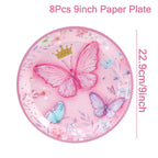Butterfly Birthday Party Decoration  Butterfly Party Disposable Tableware Paper Cup Plate Birthday  Party