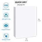 100 Sheets Photo Paper, 4"x 6" Premium Glossy Photo Paper Picture Paper 200 gsm Printer Brochure Paper Glossy, Office Supplies