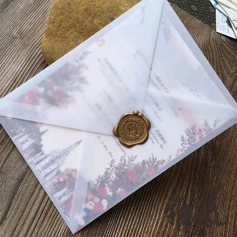 50pcs/lot Translucent Envelopes for Wedding Invitation European Style Sulfuric Acid Paper Envelope Business Storage Bag Envelope