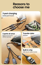 NNBILI 3 in 1 USB A/Type C Splitter HUB Expansion Cable Multi Port Expander Phone Charger  Adapter OTG Charging For Phone Table