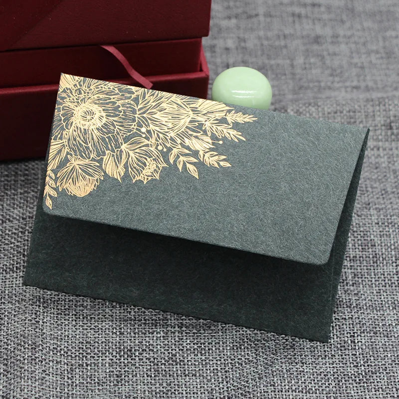 10pcs/special Paper Card Hot Stamping Invitation Letter Envelope, Pearl Paper Packaging Thick Envelope