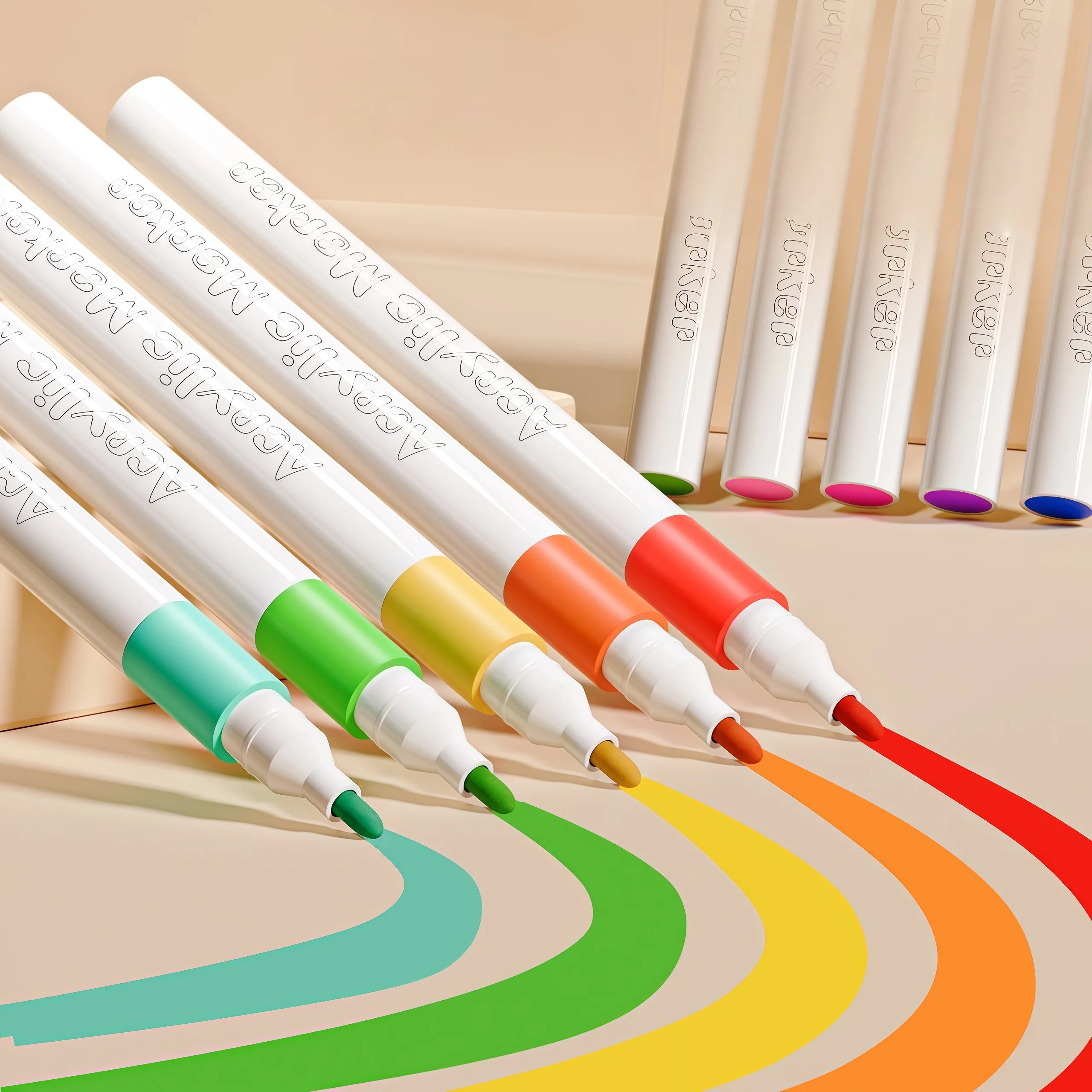 Water-Washable, Non-Bleeding, Layerable Acrylic Markers for Primary School Students - Waterproof, Bucket-Packed Colored Pens