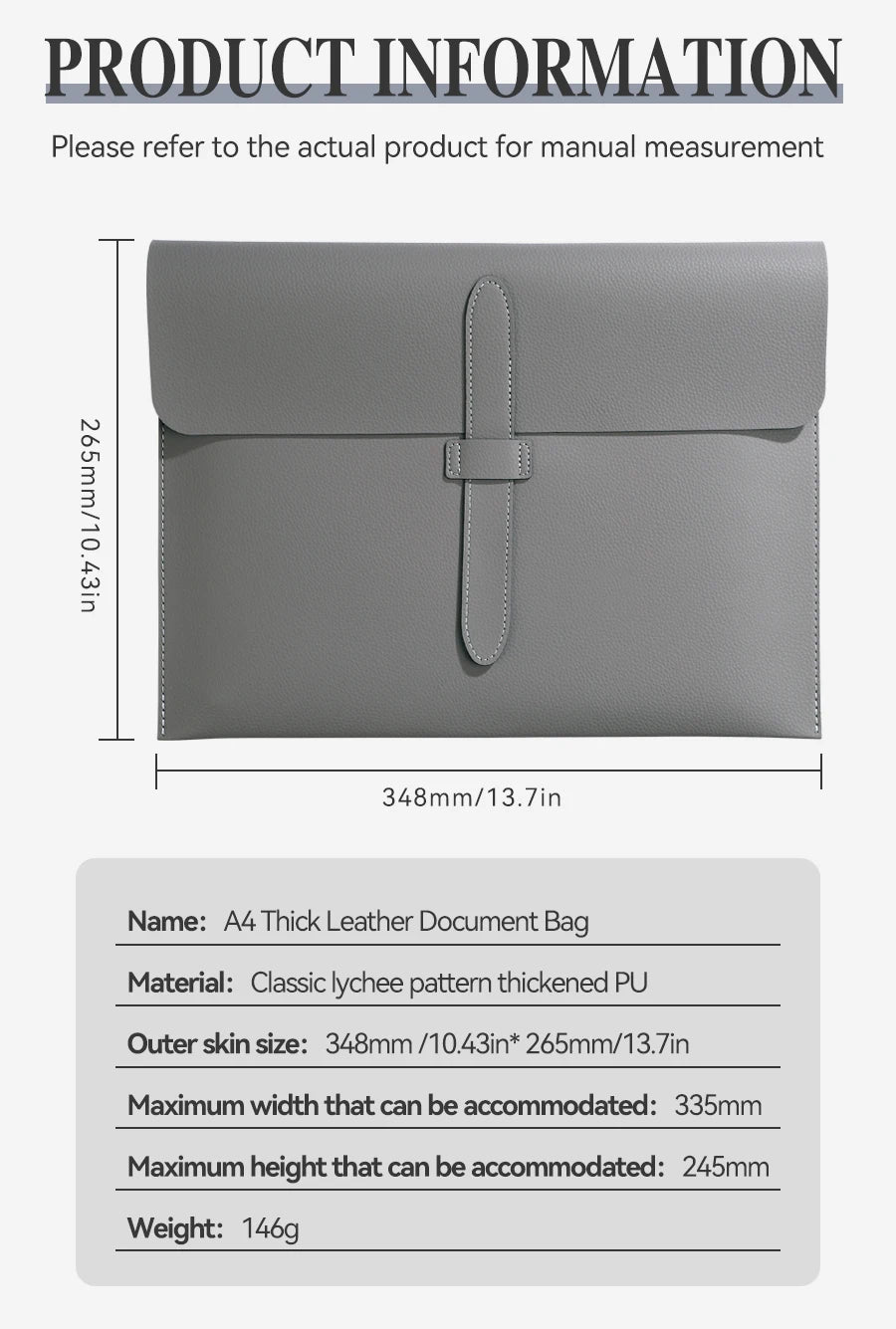 A4 Thick Leather Document Bag, A4 Folder,Business Information Bag, School And Office Supplies, Storage Bag Back To School