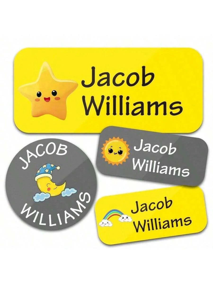 Custom Name Stickers 130 Pieces - Waterproof Personalized Adhesive Labels for Clothing
