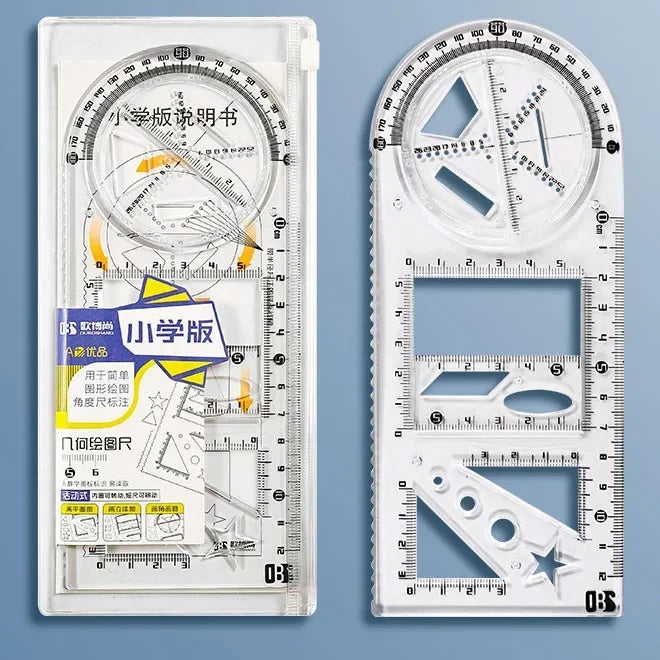 Multi -function Ruler Set Drawing Geometry Protractor Spirograph Ruler Students Mathematics Drafting Tools
